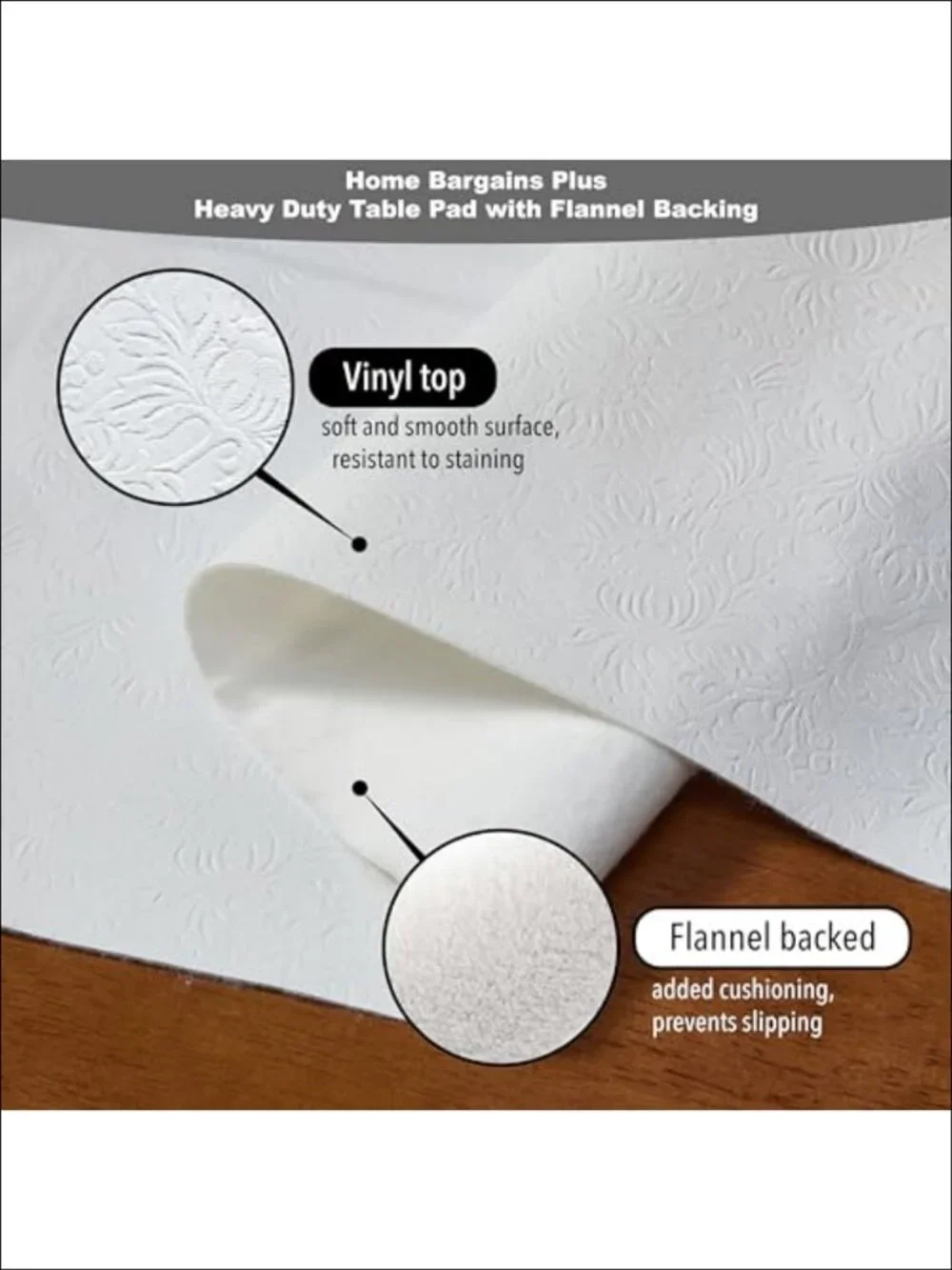 Quilted Heavy Duty Table Pad Protector Flannel Backing Cut to Fit Heat Resistant